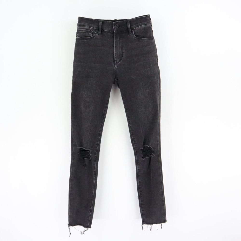 PacSun Skinny Jean Jegging Womens 23-Inch Waist Black Distressed Denim‎ Cut-Off
